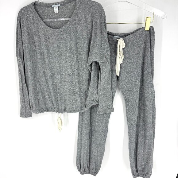 Eberjey Cozy Loungwear Set with Drawstrings Grey and Cream Size Medium - Picture 1 of 13